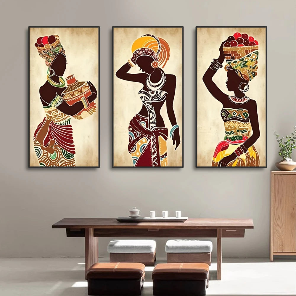 3pcs African Woman Canvas