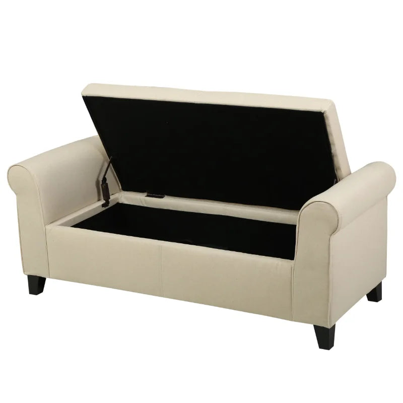 Storage Ottoman Bench with Rolled Arms