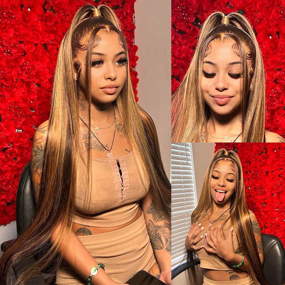 Straight Highlight Lace Front Human Hair Wig