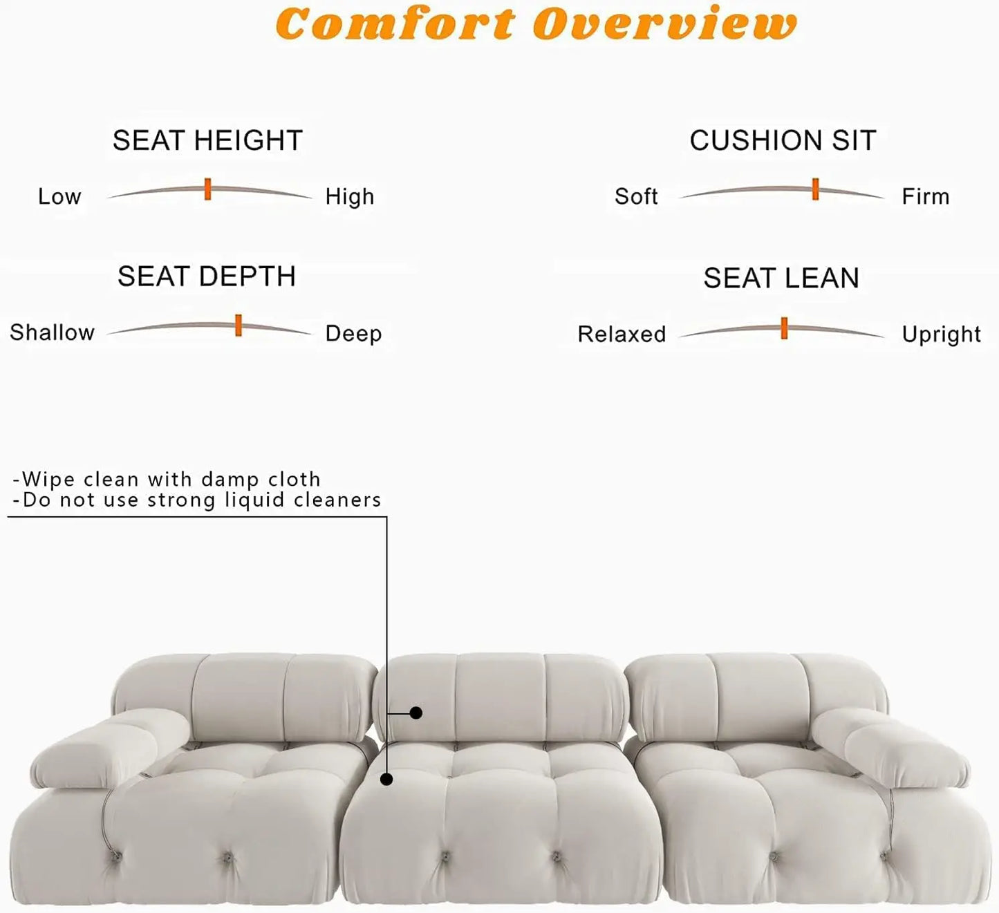 Convertible 3 Seats Sectional Sofa