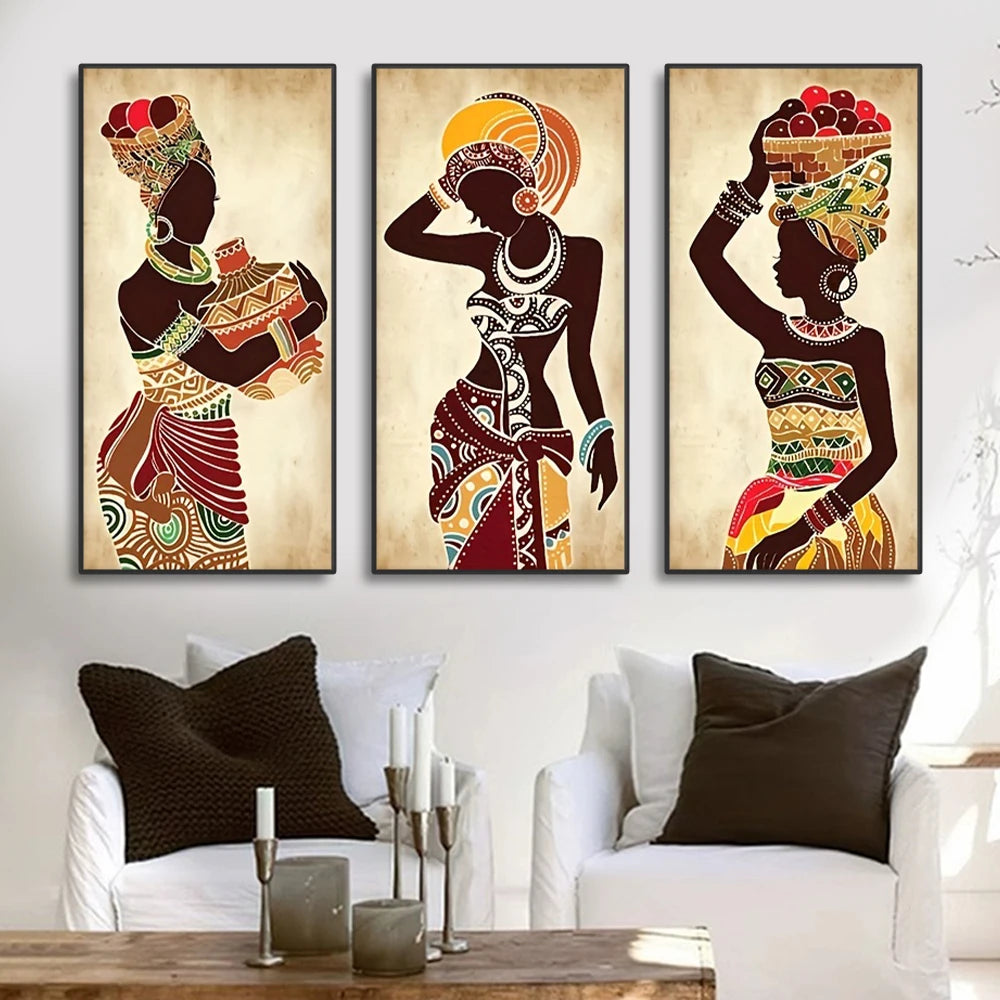 3pcs African Woman Canvas