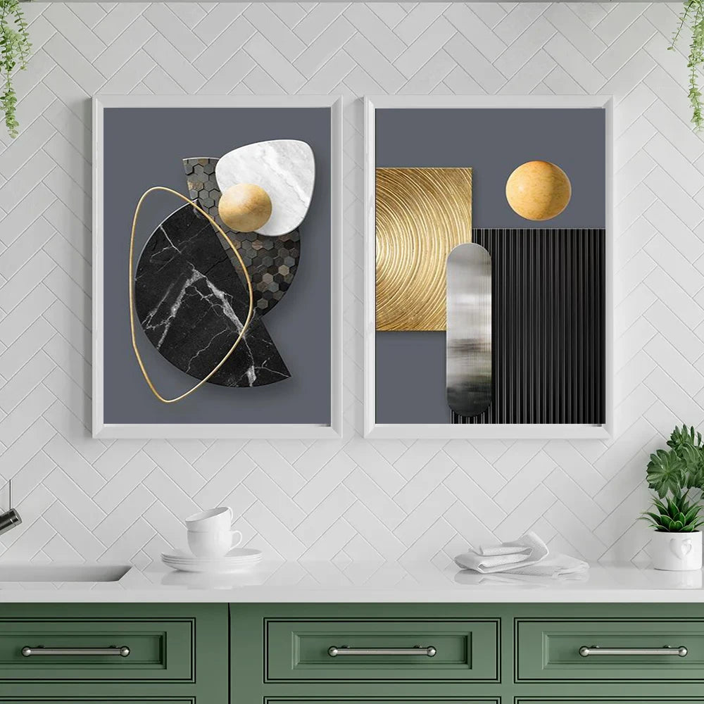 3pcs Abstract Geometry Canvas Painting
