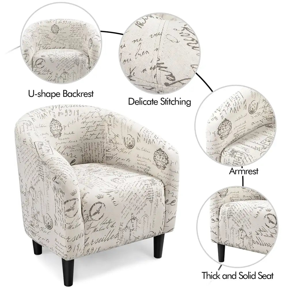 Barrel Accent Chair with Ottoman
