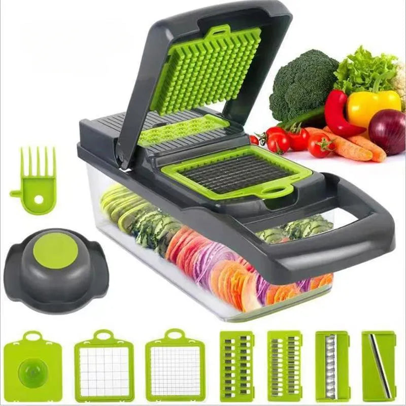 Multifunctional Vegetable Slicer Shredder with Basket