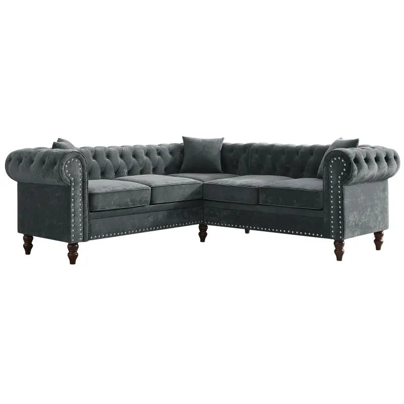 80" L-Shaped Sofa with 3 Pillows Included