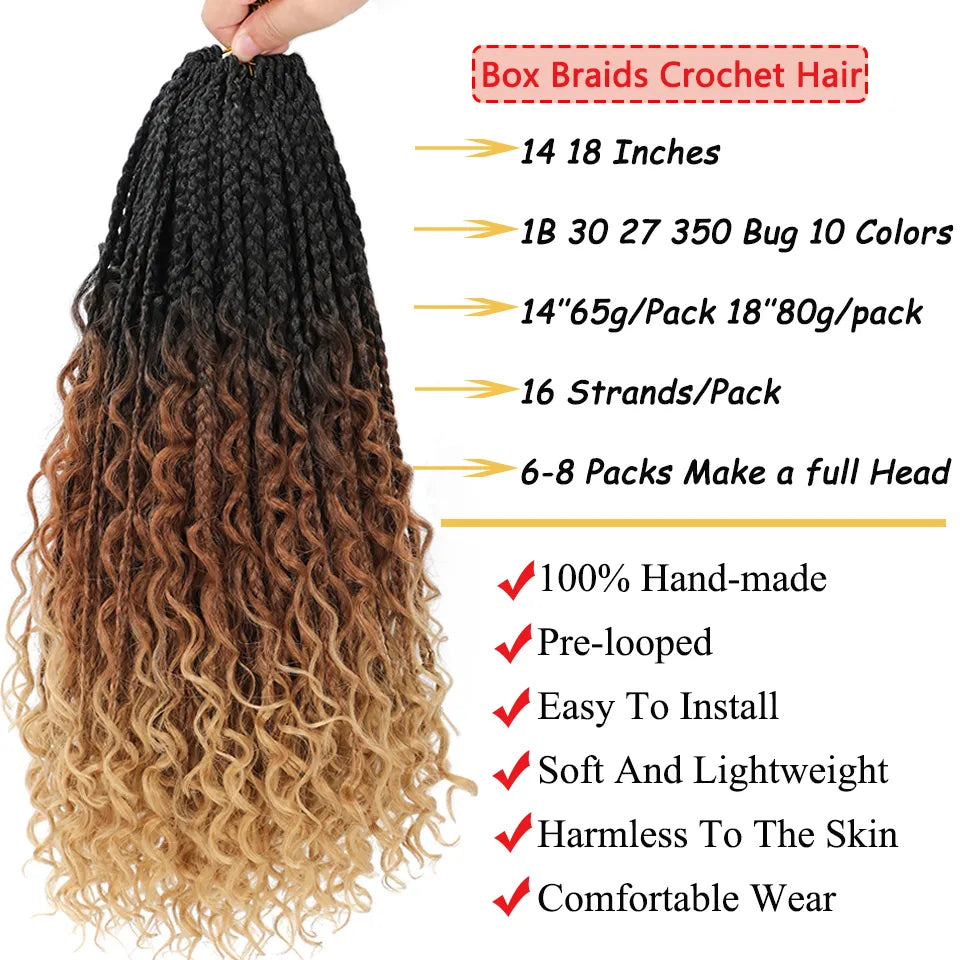Box Braids Crochet Hair With Curly Ends