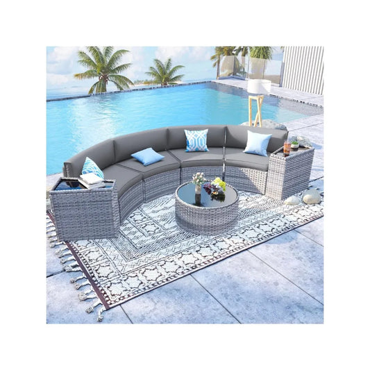 7-Piece Patio Sectional Furniture with Storage Table