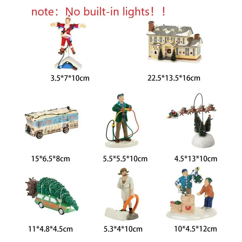 Brightly Lit Christmas Santa Village Figurines
